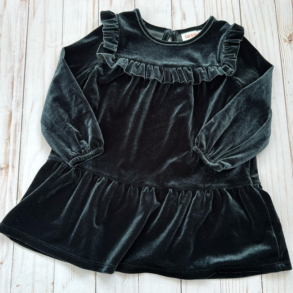 🌼 5 for $20 🌼 Cat & Jack 18mo slate ruffle velvet dress